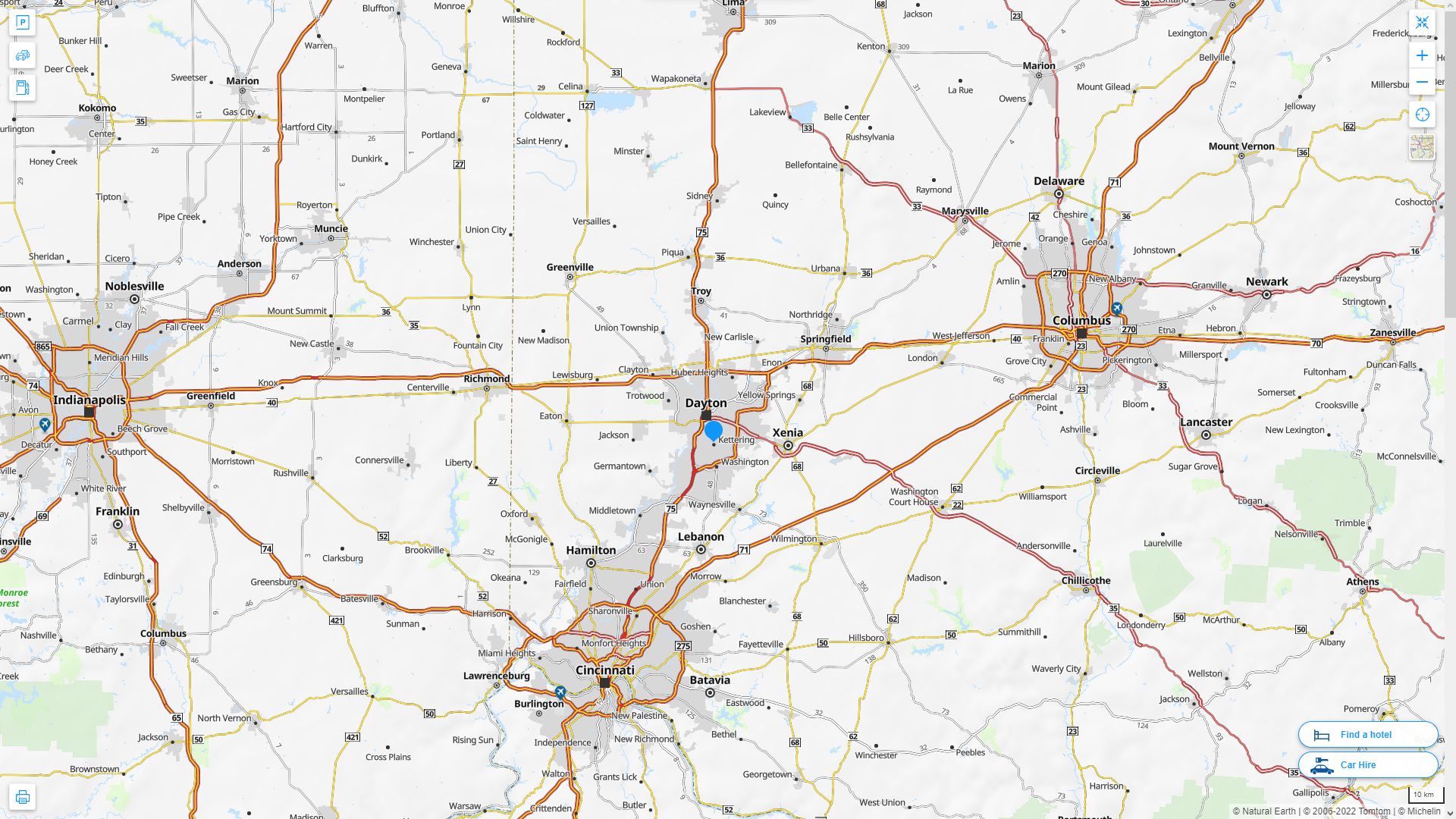 Kettering Ohio Highway and Road Map